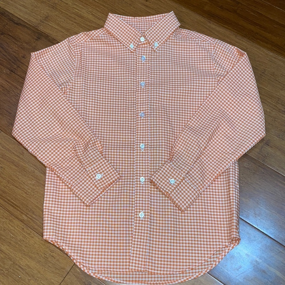 Kelly’s kids boys orange button down shirt 7-8